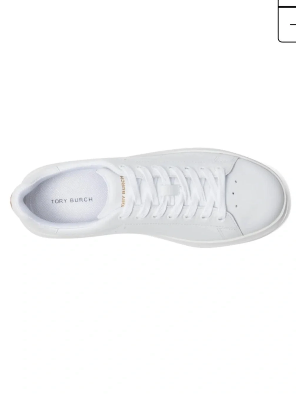 Tory Burch White Leather Low-Top Sneaker with Gold Emblem